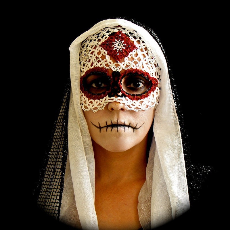 Tatted Sugar Skull Mask  -Dia De Los Muertos - TotusMel