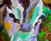 Original Abstract Painting Acrylic Cow 11x13 expressionism Colorful sweet face