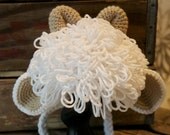 Crocheted Animal Baby Hat and Diaper cover set, Baby Ram