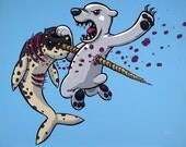 The Eternal Struggle 8 x 10 Giclee Print NARWHAL vs. POLAR BEAR