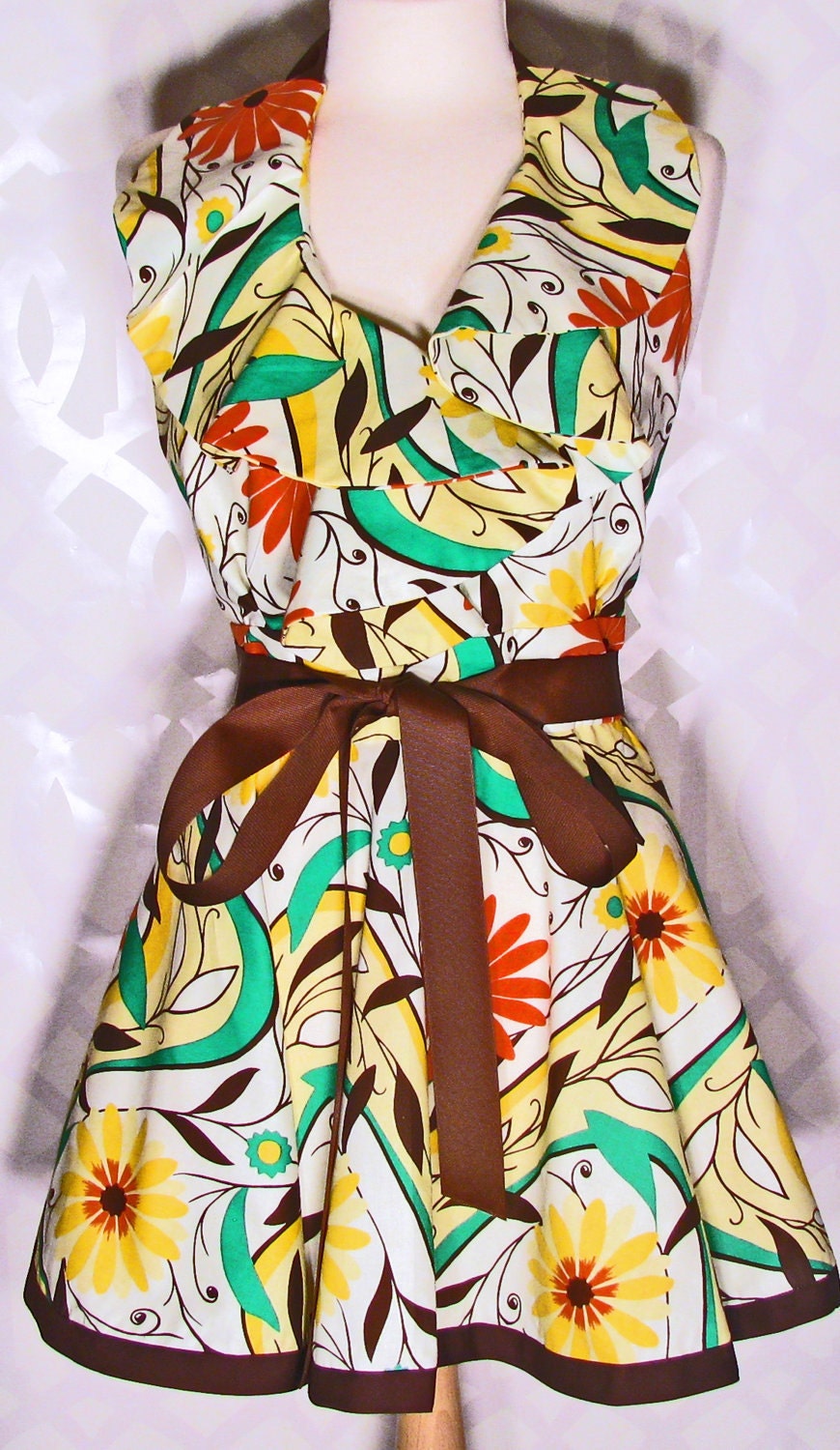 Floral Ruffle Bodice Apron
