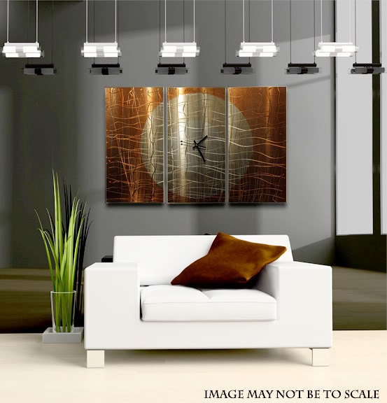 New Abstract Modern Wall Clock Metal Handcrafted Sculpture / Warm Embrace Time by Jon Allen