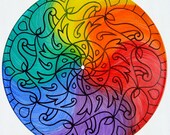 Color Wheel Turntable Art - Mandala Painting on Vinyl Record - LGBTQ Pride Marriage Equality