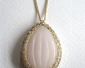 Netted Rose Quartz Pendant, 14k goldfill LAST ONE