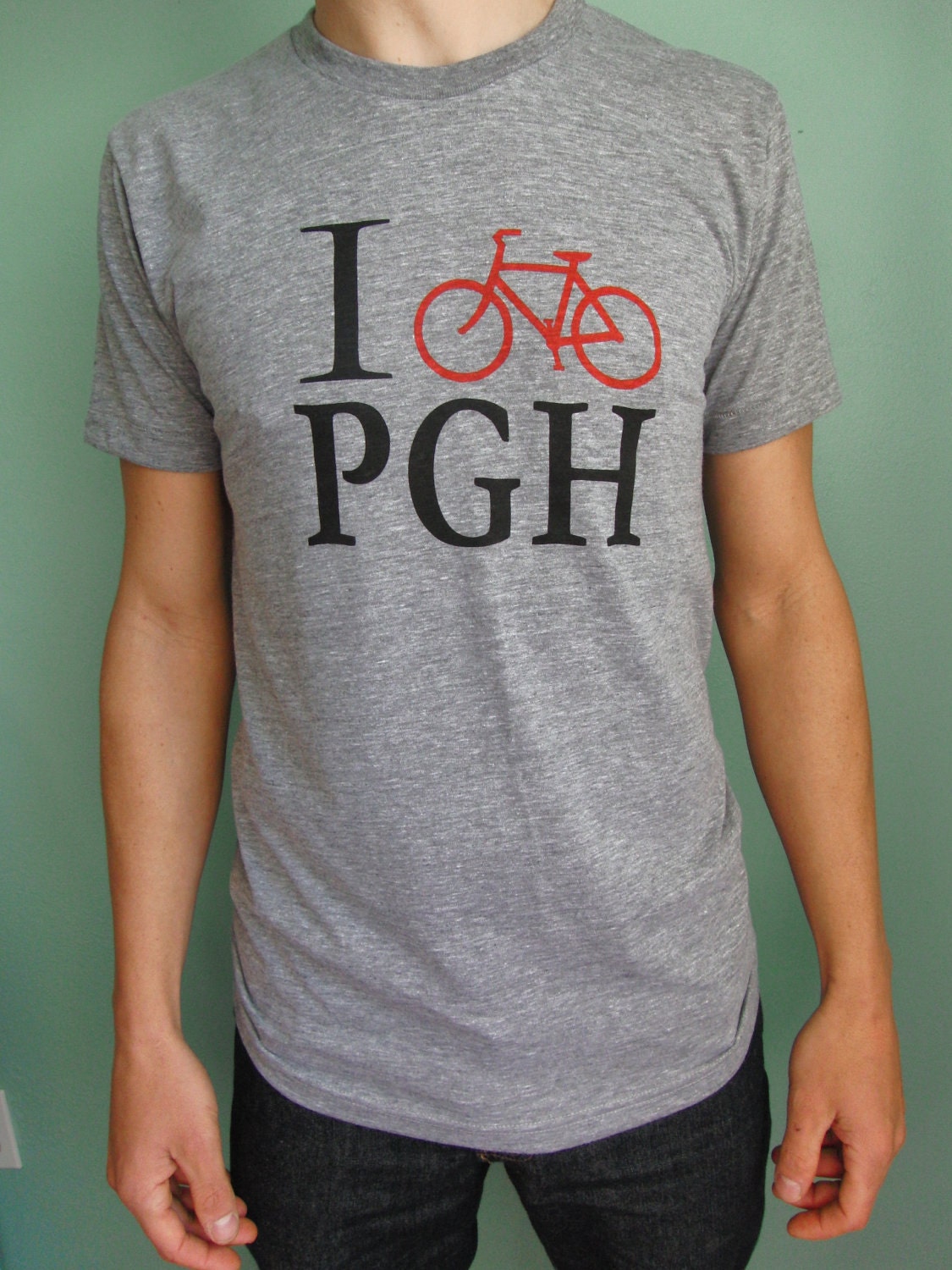 I bike PGH Track T-shirt- Pittsburgh, Tri-Blend, Pittsburgh