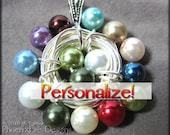 Birthstone Necklace Custom Bird's Nest Pendant Mother's or Grandmother's Gift for Her