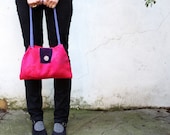 Linen bag bright pink floral purse knitted handbag blue cotton purple suede leather memake handmade fashion
