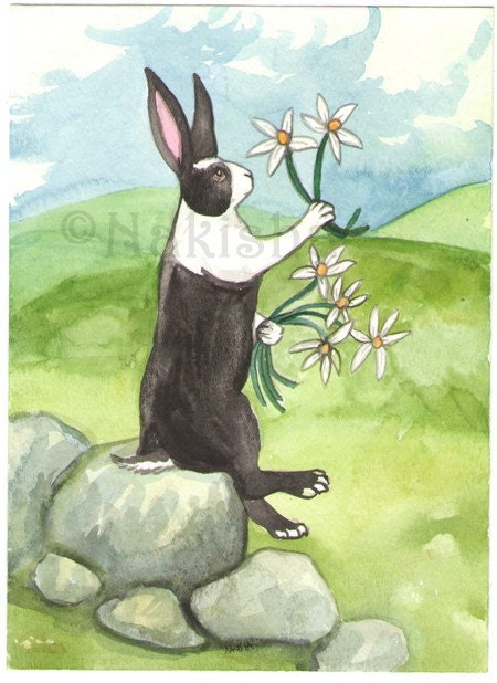 The Rabbit Tarot - Original Art - Six of Daisies