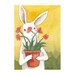 Original Watercolor Rabbit Painting - Flower Pot - ACEO