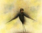 Delicate Migration- fine art giclee print reproduction of an original watercolor, pastel and ink illustration