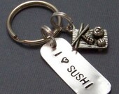 Sushi Keychain - I Heart Sushi - Word Keychain