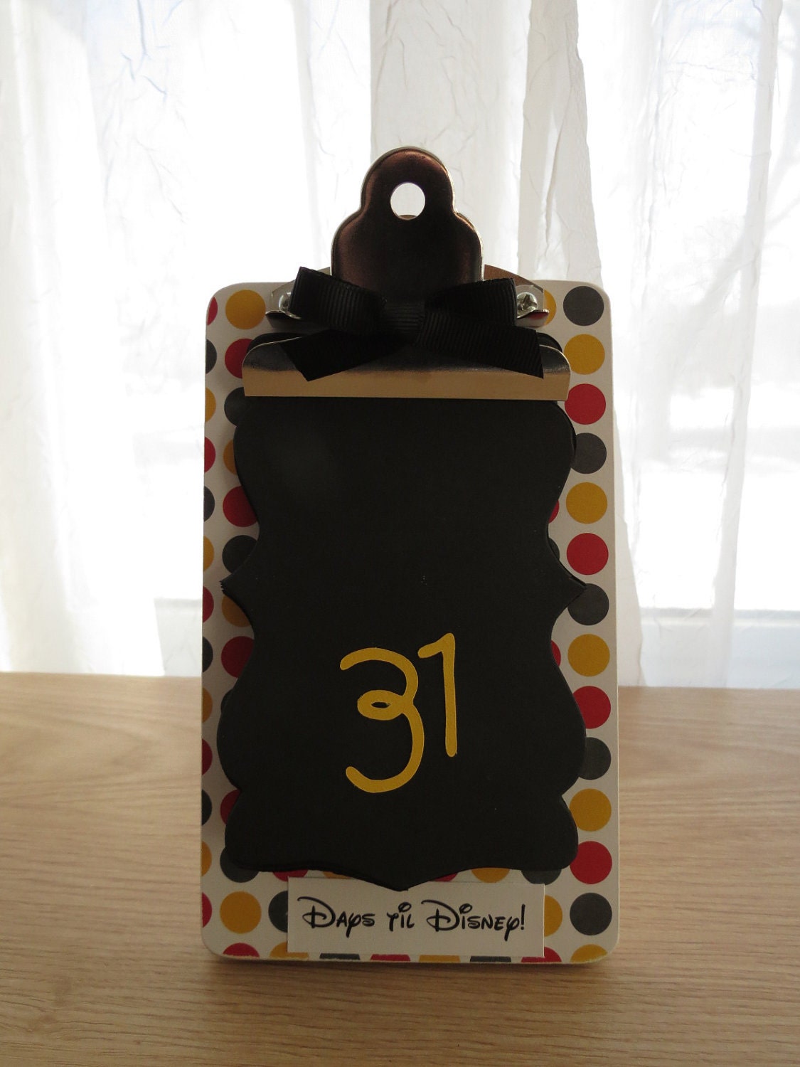 Vacation Countdown Clipboard - Days til Disney - Big Mickey Polka Dots