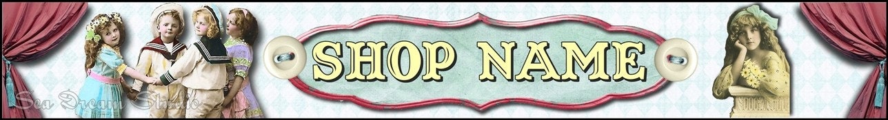 Sweet Edwardian Children Vintage Style Etsy Shop Banner and Avatar by Sea Dream Studio OOAK