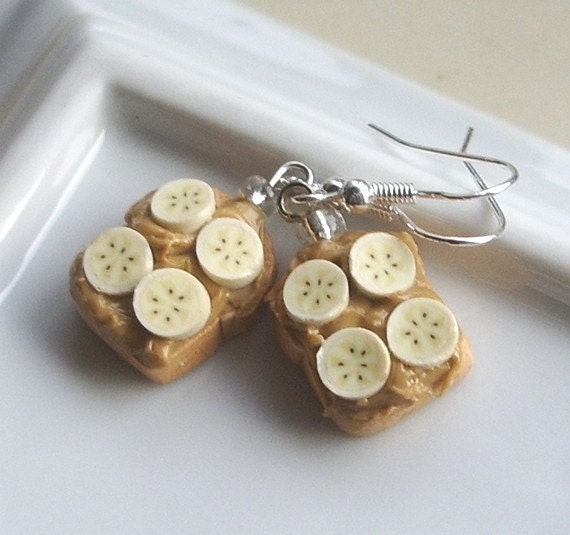 Peanut Butter and Banana Sandwich Earrings