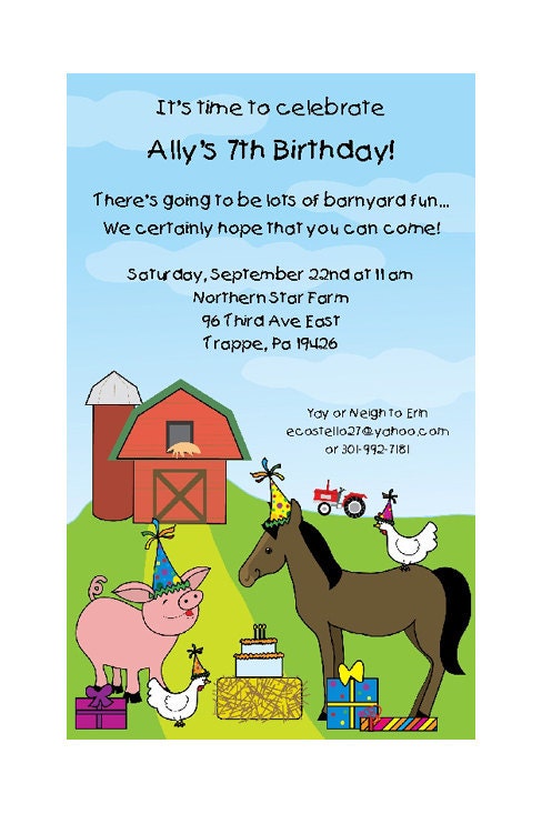Petting Zoo Themed Birthday Party Invitations