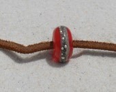 Lampwork Bead  BHB, Fits  European Charm Bracelets,Orange Handmade SRA LETEAM Destash