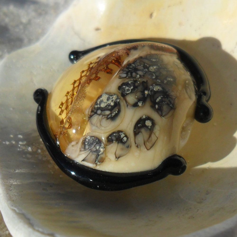Lampwork Focal Lentil, Organic Handmade SRA LETEAM Glassymom