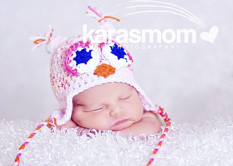newborn hat photography prop owl ear flap beanie cap
