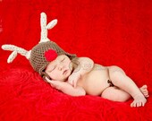 newborn hat christmas photography prop rudolf the red nose reindeer