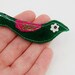 Birdie Brooch with hand embroidery - emerald green