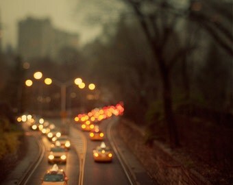 New York Print, Taxis at Night, Central Park, NYC Photography, Manhattan in fog, Autumn, Mad Men - Taxicab Confessions