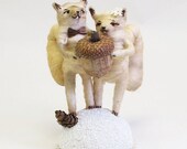 Vintage Style Spun Cotton Squirrel Wedding Topper Made to Order