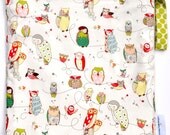 Large 14 x 16 Wet Bag Wetbag / Alexander Henry Natural Spotted Owls Fabric / Perfect for Diapers / Gym / Swim / SEALED SEAMS and Snap Strap