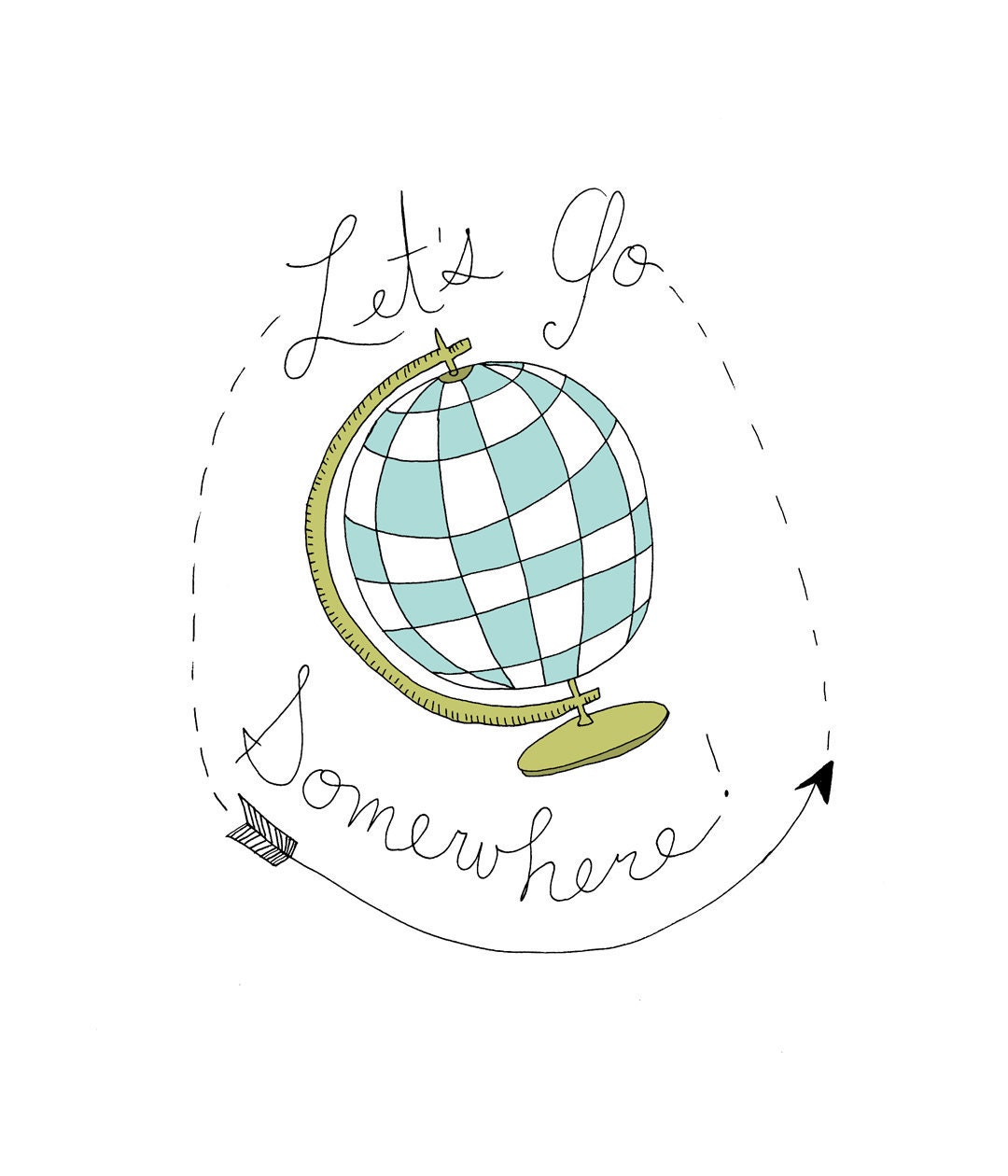 Let's Go Somewhere 5x5 Quirky Illustration Print