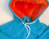 My (Big) Monster Hoodie - Aqua and orange - Adult Unisex 2XLarge - monster hoodie, horned sweatshirt, adult jacket