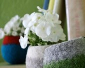 Roly Bud Vase - Felted Wool/Glass - Light Grey/Leaf Green