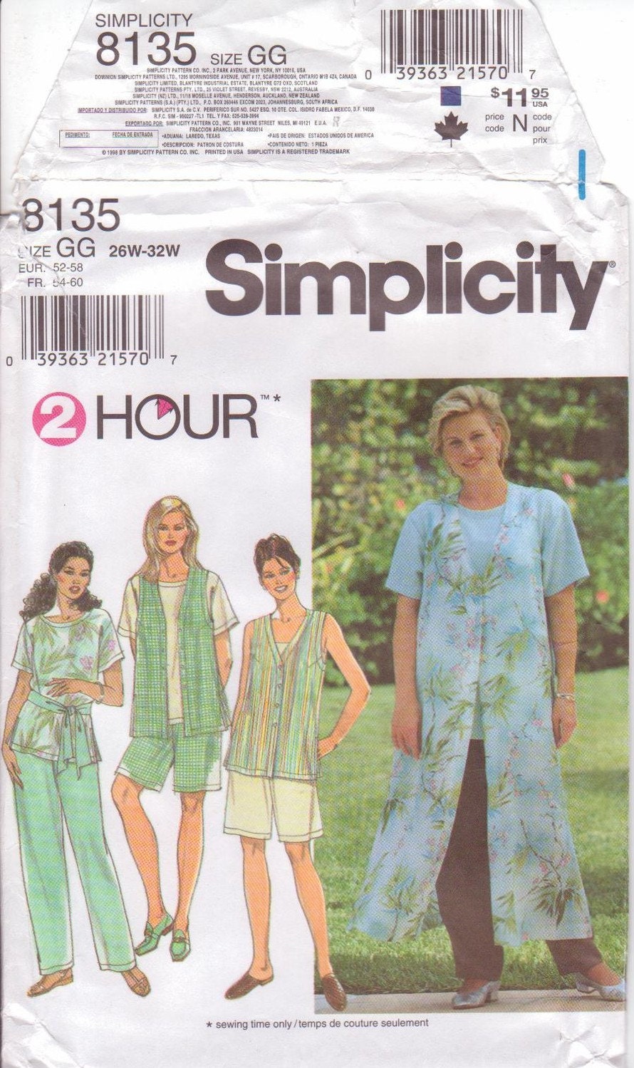 Simplicity Sewing Pattern - 8135 - Pants vest top sash