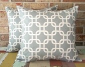 Decorative Pillows Cushions Cover - Industrial Warm Gray Links on Natural - 18 x 18 Accent Throw Pillow - Baby Nursery Decor