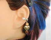 Green and Brown Ear Cuff - Elven Leaf