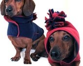 Eco Dog Coat - Recycled Red Navy Fleece - Large