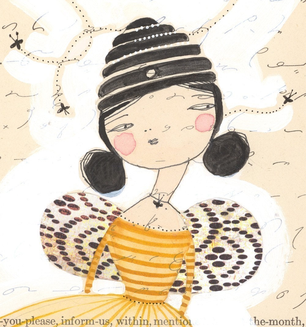 bee keeper watercolor painting - 8 x 8 inches - a limited edition archival print by cori dantini