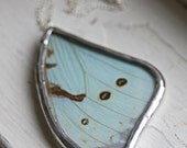 Real Butterfly Wing Necklace Mint Morpho Made upon ordering
