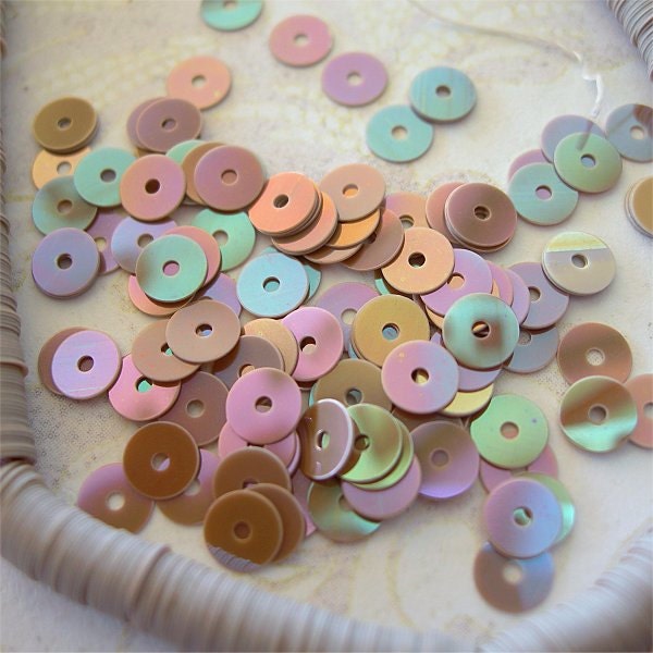 Vintage Couture Sequins RAINBOW TAUPE full strand micro 4mm