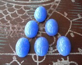 SCARABS Vintage Glass Cabochons PERIWINKLE BLUE 10mm x 14mm lot of 6