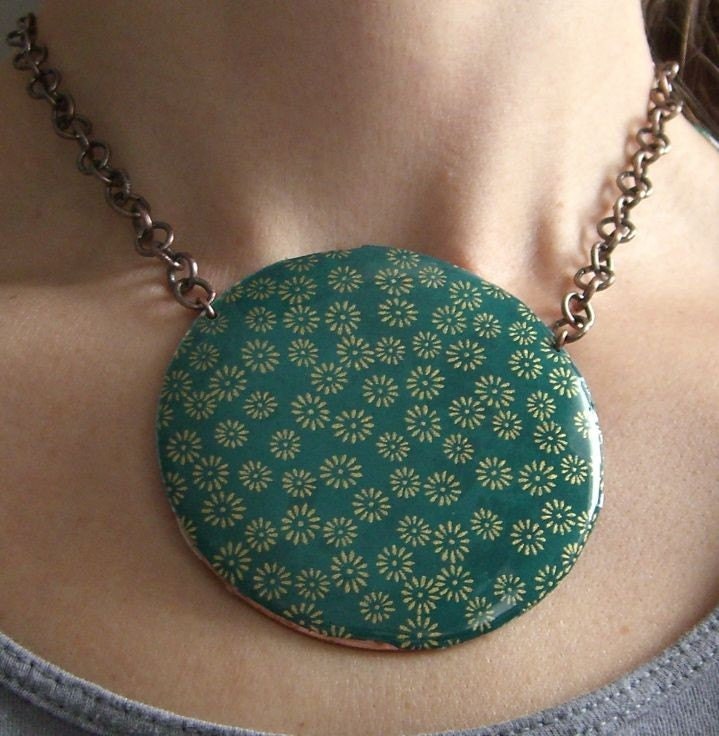 Teal and Gold Copper Necklace