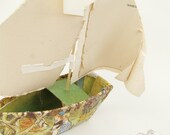 Home Decor Art Sculpture Paper Boat Mixed Media Recycled Vintage Book