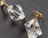 Geometric Clear  Earrings on Gold  Womens Fashion Jewelry Vintage Beads
