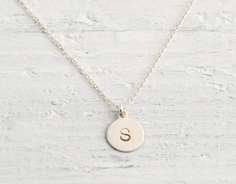 Sterling Initial Tag - custom letter engraved sterling silver necklace - personalized jewelry