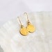 Golden drop earrings - small hammered brass dangles on 14k gold filled ear hooks - simple jewelry  gift for her