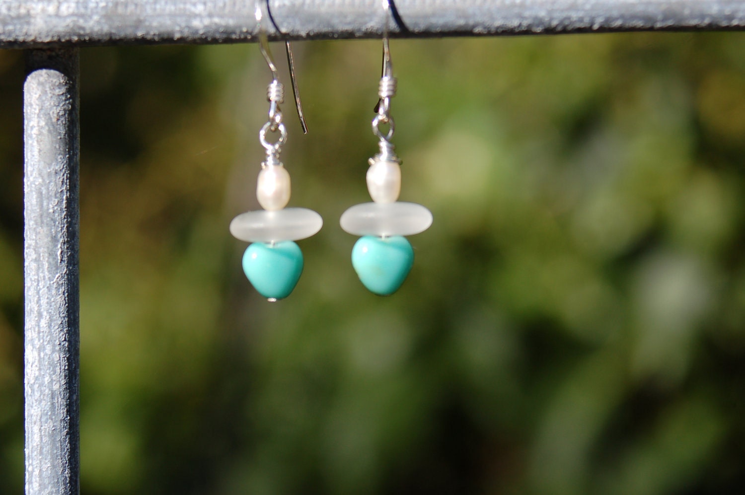 Vintage glass with recycled pearls BFF