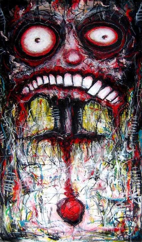 Print 11x17" - Hanging by a thread - Dark Art Horror Heart Blood Red Creature Monster Alien Zombie