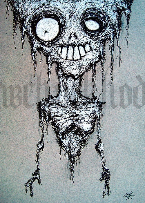 Print 5x7" - Necrosis Champion - Dark Art Horror Corpse Death Monster Zombie Creature Alien Eyes Blood Teeth