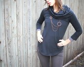 GUNPOWDER-Dark Gray Cotton Jersey Cowl Top