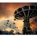 Carnival image, Blurred night swing ride, Metallic Photograph