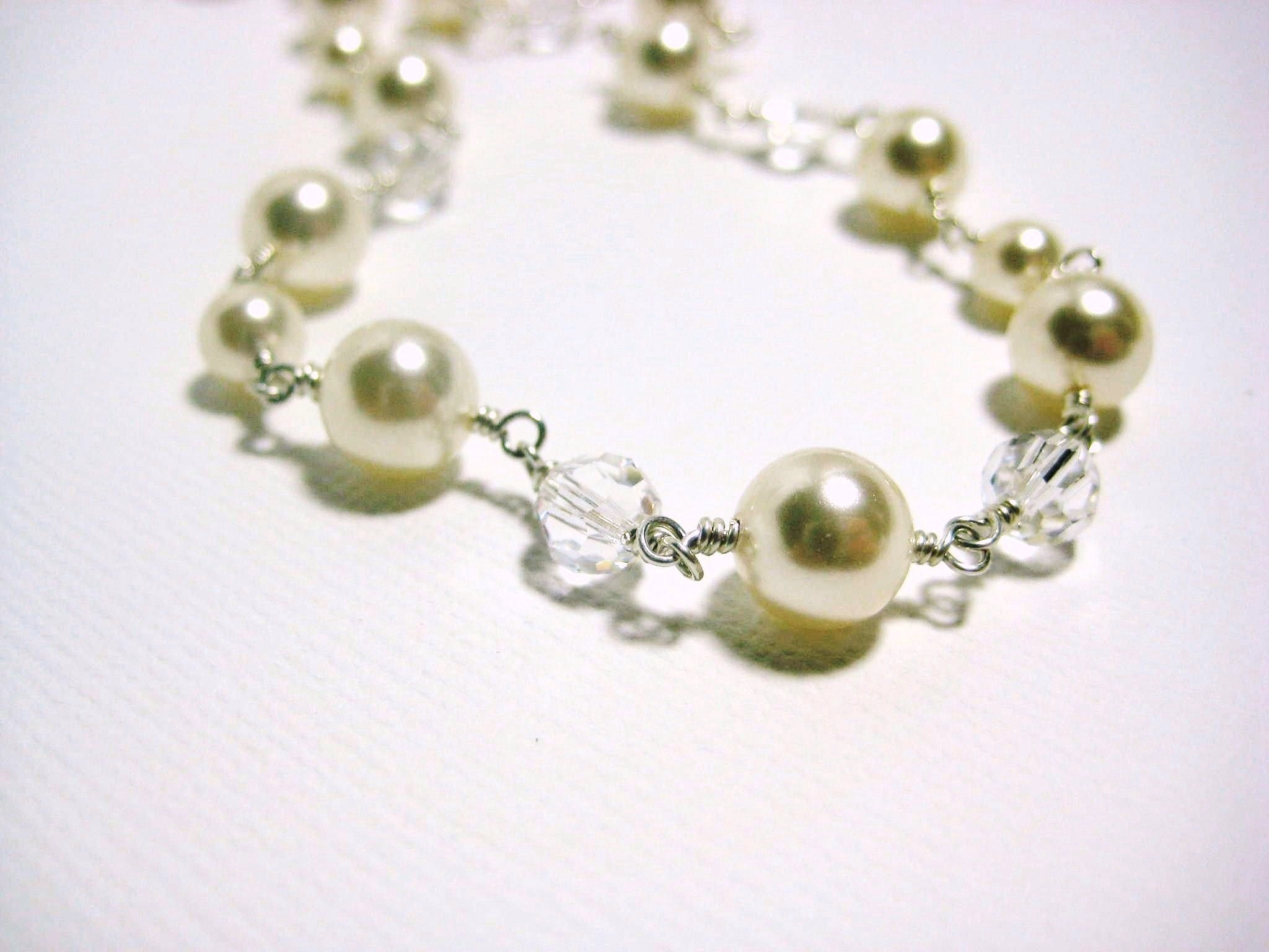 Ivory Pearl Necklace, Swarovski Pearl, Crystal Bridal Necklace, Elegant Wedding Jewelry, Sterling Silver, Wire Wrapped