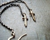 SALE Sacrifice Long Dagger Golden Knife Earrings